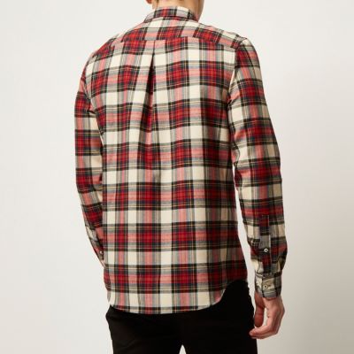 Red tartan check flannel shirt